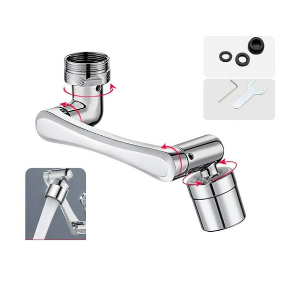 Stainless Steel Universal 1080 °Swivel Robotic Arm Swivel Extension Faucet Aerator Kitchen Sink Faucet Extender 2Water Flow Mode