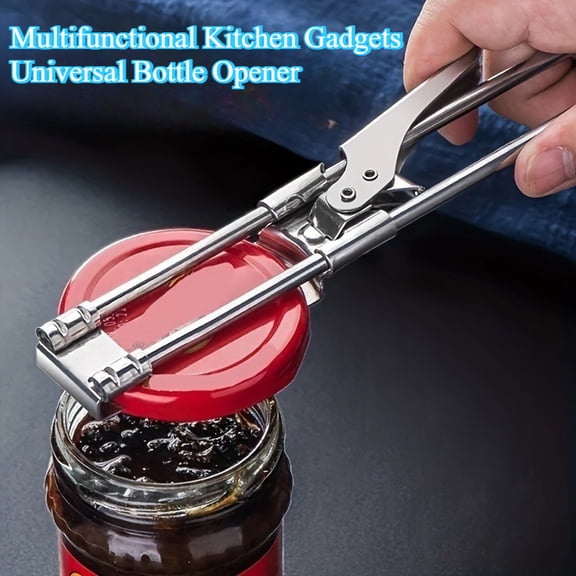 Stainless Steel Universal Bottle Opener | Ergonomic Handle And Lever Mechanism - One-Handed Can Opener, Easy-Grip Manual Kitchen Tool, No Electricity Required, Ideal for Parties And Everyday Use