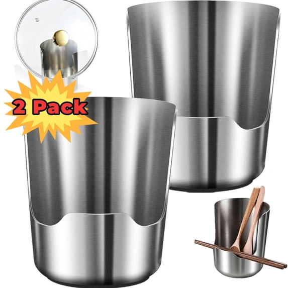 Stainless Steel Utensil Holder, 2 In1 Multi-functional Kitchen Utensil Holder for Countertop Storage and Organizer, 2pcs