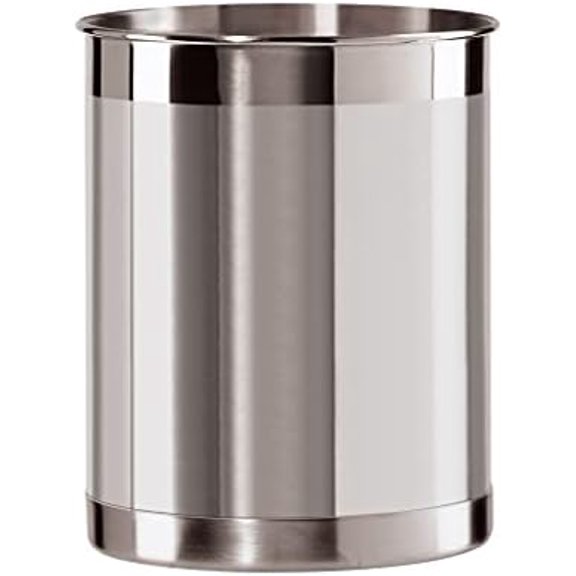 Stainless Steel Utensil Holder - 5" Diameter, Utensil Caddy, Weighted Base for Stability - Larger-Sized Utensil Crock and Countertop Utensil Organizer, Stainless Steel
