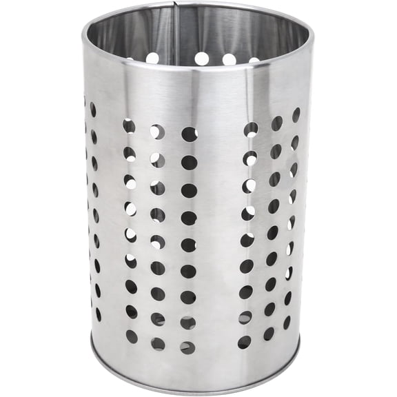 Stainless Steel Utensil Holder Countertop Organizer for Kitchen Cylindrical Brushed Finish Ventilated Compact Multi-Purpose