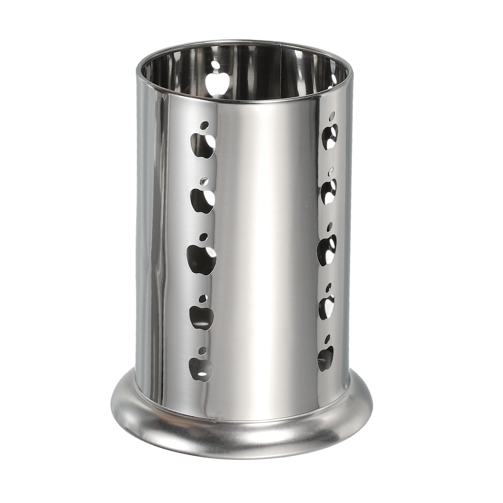 Stainless Steel Utensil Holder, Kitchen Cutlery Holder Fruit Hole Flatware Organizer for Forks Silver