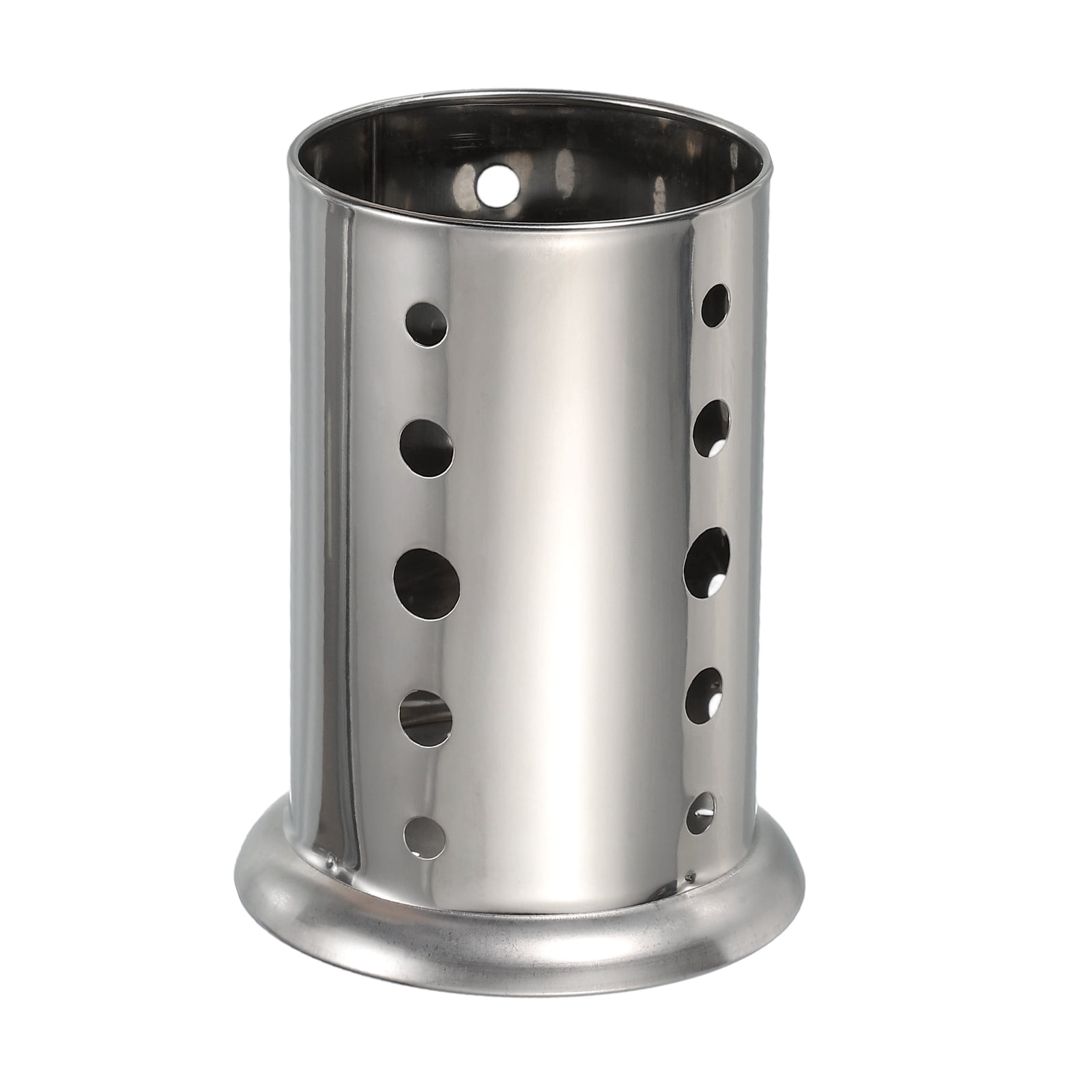 Stainless Steel Utensil Holder, Kitchen Cutlery Holder Round Hole Flatware Organizer for Forks Silver