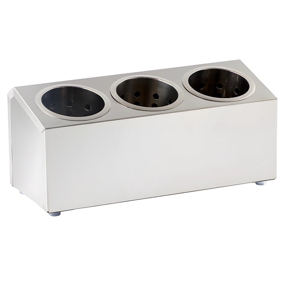 Stainless Steel Utensil Holder, Large Caddy with 3 Sections, Commercial Countertop Storage, Easy Cleaning Design, For Kitchen or Restaurant