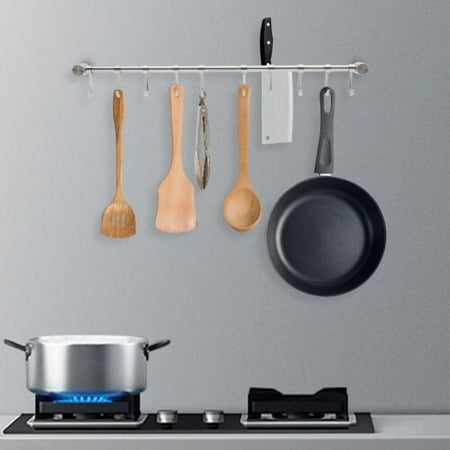 Stainless Steel Utensil Kitchen Rail Hooks Set Wall Hanging Rack Bathroom Holder