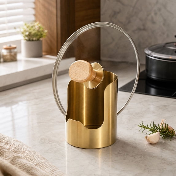 Stainless Steel Utensil Rest,Multi Function Kitchen Countertop Holder,Spatula And Ladle Storage Rack,Kitchen Gadget For Cooking Tools,Household Kitchen Accessory(Gold,1 Count)