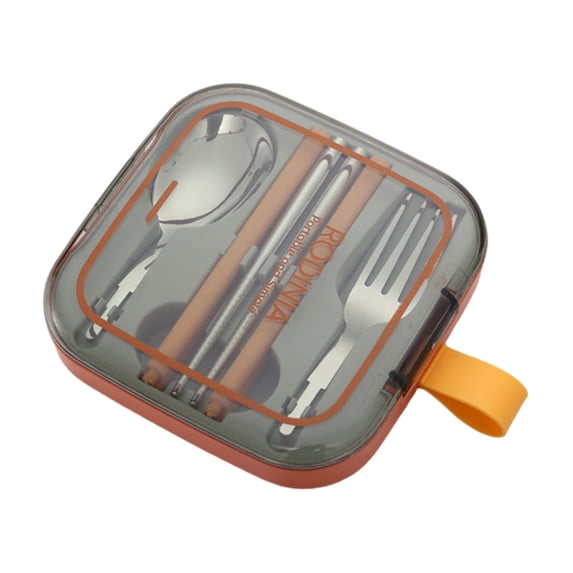 Stainless Steel Utensils Set with Storage Case 1 Spoon 1 Fork 1 Chopsticks 4.53 in x 4.53 in Compact Travel Dining Kit