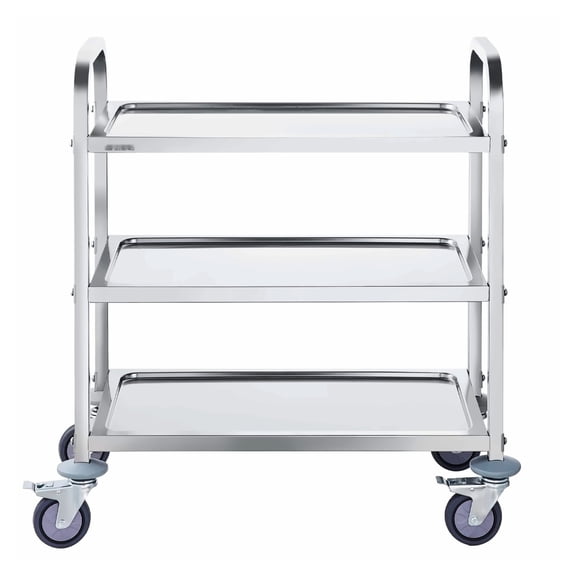 Stainless Steel Utility Cart, 3 Tier Lab Cart 400lbs Capacity, Medical Rolling Cart with Lockable Wheels for Clinic, Kitchen, Salon, Hospital