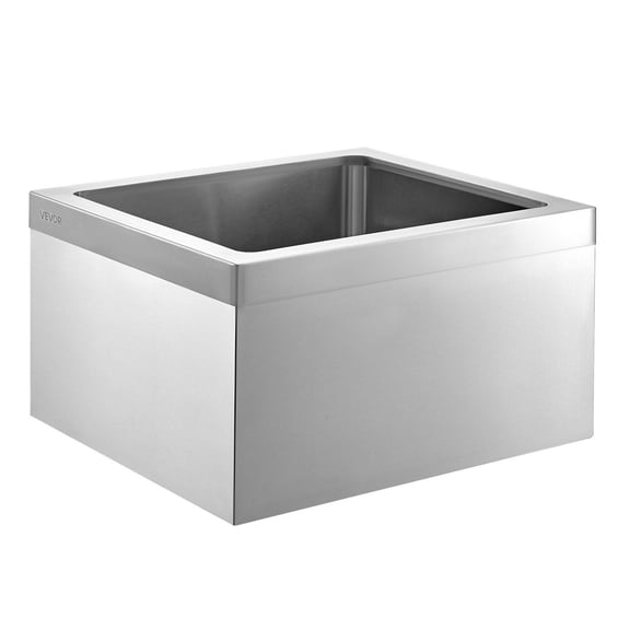 Stainless Steel Utility Mop Sink with 3-in-1 Filter, Wall-Mounted Bracket and X-Drainage Groove, 22x19x12 Inches, 304 Grade, for Balcony Bathroom and Laundry Room