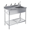 thumbnail image 1 of Stainless Steel Utility Sink, 39 Inch Single Bowl Free Standing Sink with Workbench, Faucet & Hot & Cold Water Plumbing for Laundry Room, Kitchen, Garage, Workshop, Outdoor Use, Heavy-Duty, 1 of 6