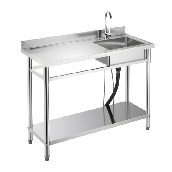 Stainless Steel Utility Sink - 47x19.7x37in Freestanding Kitchen Sink with Hot/Cold Water, NSF Certified, Garage Laundry Restaurant Workstation