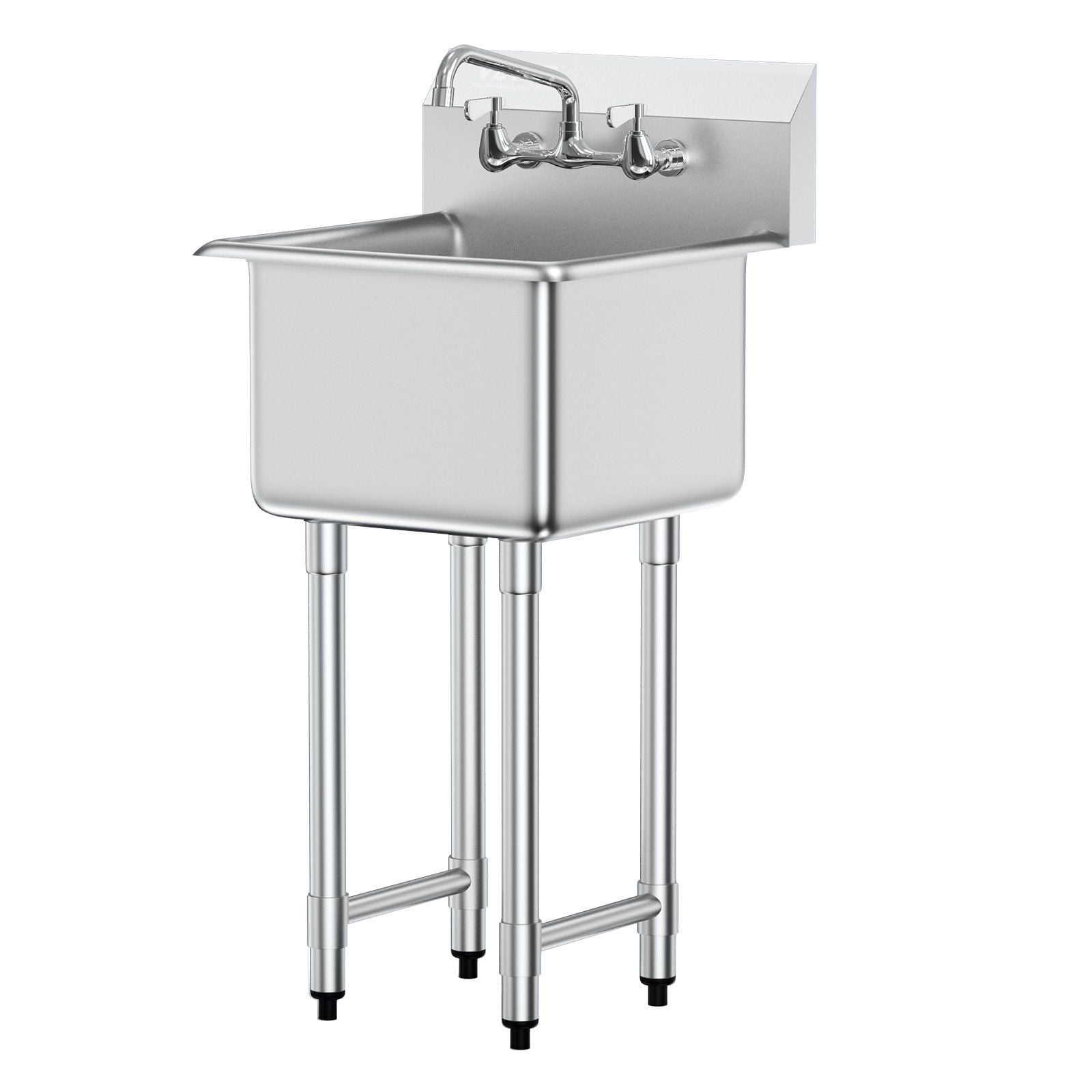 Heavy-Duty Stainless Steel Sink, 18"x41" Single Bowl NSF Utility Sink with Faucet & Legs, for Commercial Kitchen, Laundry, Garage