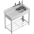 thumbnail image 1 of Stainless Steel Utility Sink, Free Standing Single Bowl Kitchen Sink with Storage Shelves, Cold and Hot Water Pipe for Laundry Room Farmhouse Indoor and Outdoor Sink, 1 of 6
