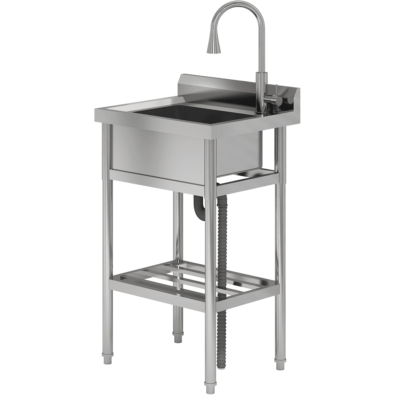 Stainless Steel Free Standing Single Bowl Utility Sink with Hot and Cold Faucet