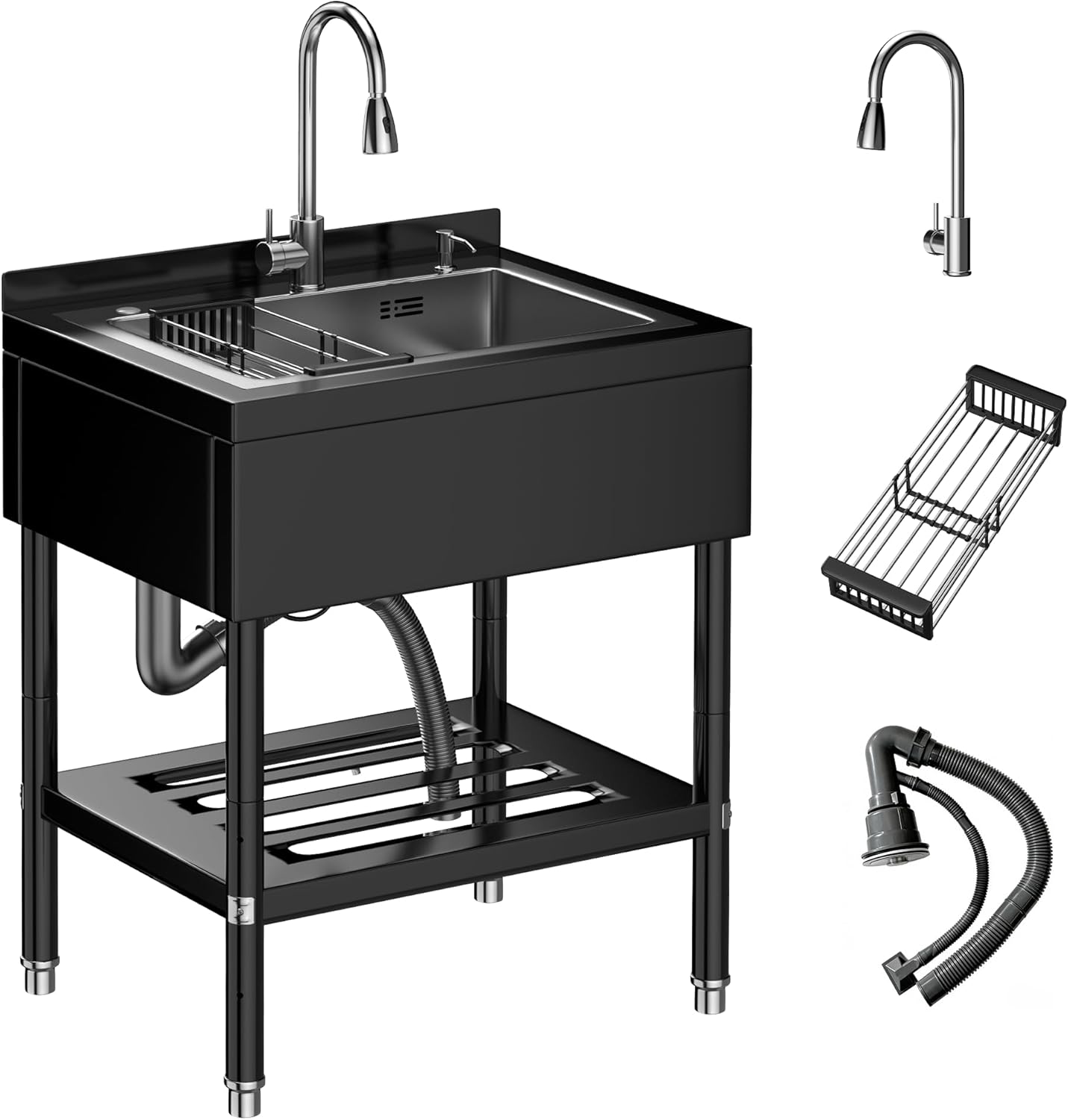 Worksink Stainless Steel Utility Sink,Freestanding Deep Basin Work Sink,Heavy ...