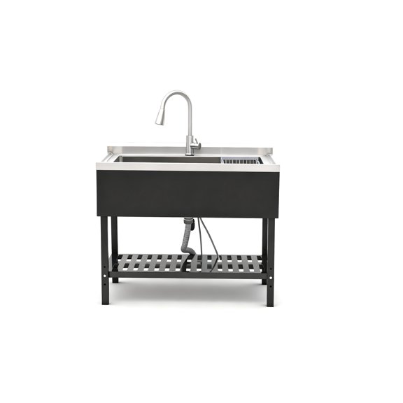 Stainless Steel Utility Sink, Freestanding Sink 1