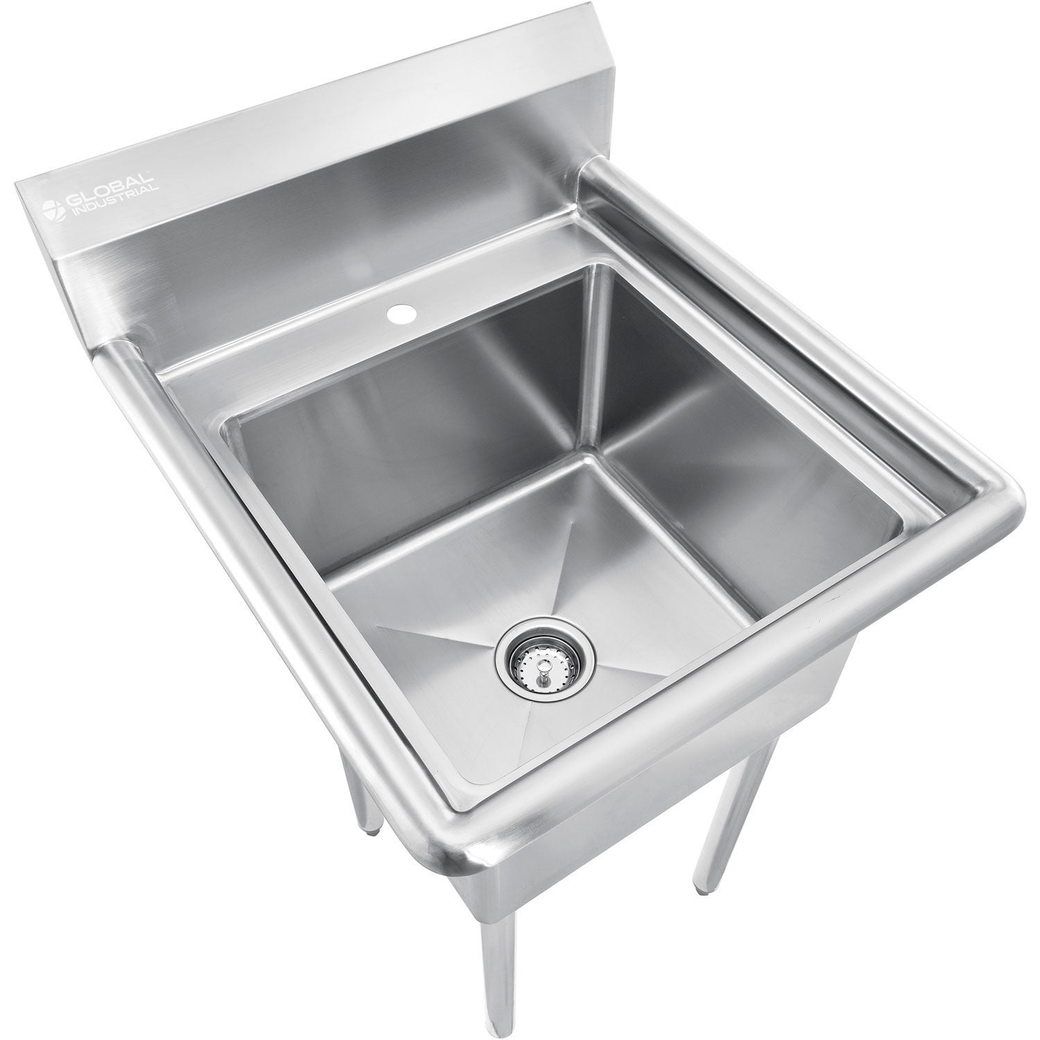 Ningbo Yinzhou Haisland Machinery 670456 Global Industrial Stainless Steel Utility Sink with 10 in. Backsplash - 18 x 18 x 12 in.