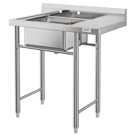 Stainless Steel Utility Sink with Drainboard, Kitchen Sink for Laundry, Backyard, Garage, Restaurant