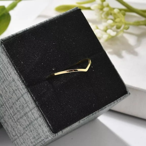 Stainless Steel V-Shaped Plain Band Rings 18K Gold Plated 1Mm R42