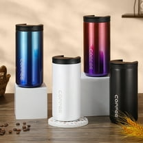 Stainless Steel Vacuum Insulated Coffee Cup 400ml Travel Mug | Leakproof Lid | Hot & Cold Drinks | Reusable Water Tumbler | Home Office Car | Red Blue White | Portable Thermal Flask
