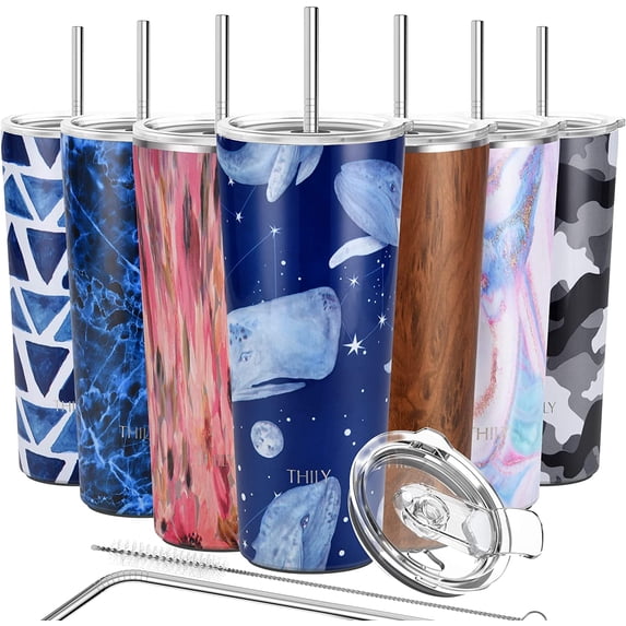Stainless Steel Vacuum Insulated Tumbler - THILY 26 oz Triple-Insulated Travel Mug with Splash-Proof Lid, Reusable, for Iced Water and Hot Beverage, Fantasy Whale