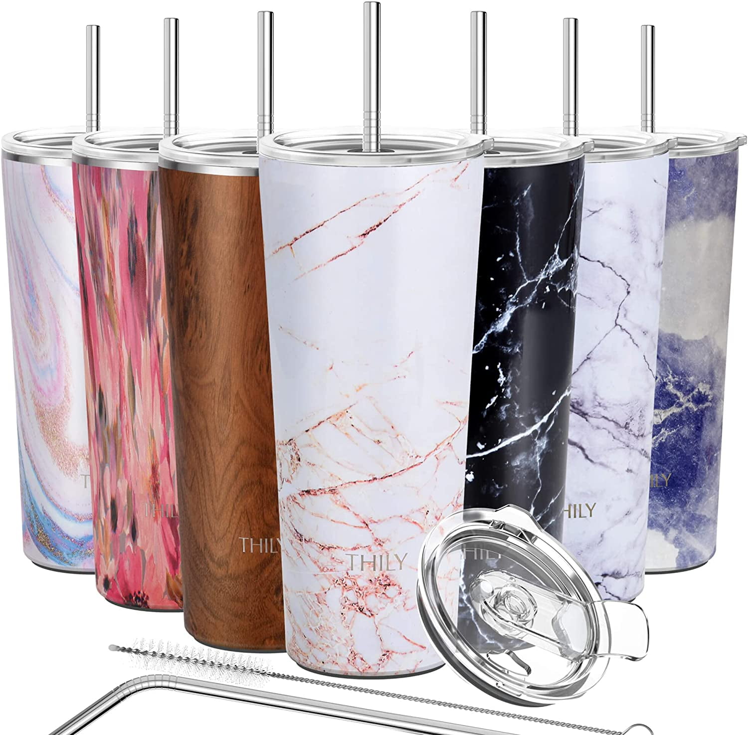 THILY 26 oz Stainless Steel Tumbler, Triple-Insulated Hot/Cold Thermal Travel  Mug, Splash-Proof Lid, Red Lotus - Walmart.com