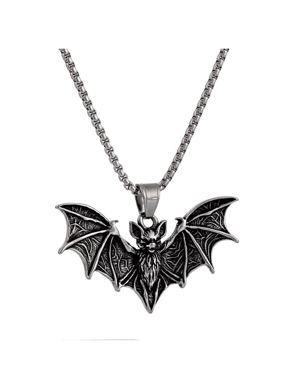 Stainless Steel Vampire Bat Pendant Necklace for Men, Gothic Goth Jewelry, Ideal Accessory for Halloween Parties & Vampire Costumes