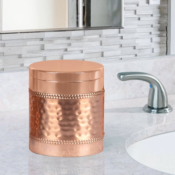 Stainless Steel Vanity Jar | Stylish Storage for Cotton Swabs,Sponges & Bath Salts | Decorative Canister for Bathroom,Bedroom | Copper Finish