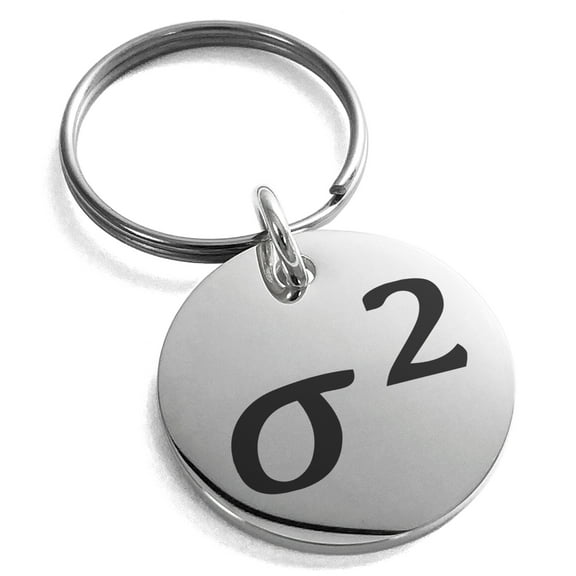 Stainless Steel Variance Mathematical Engraved Small Medallion Circle Charm Keychain Keyring