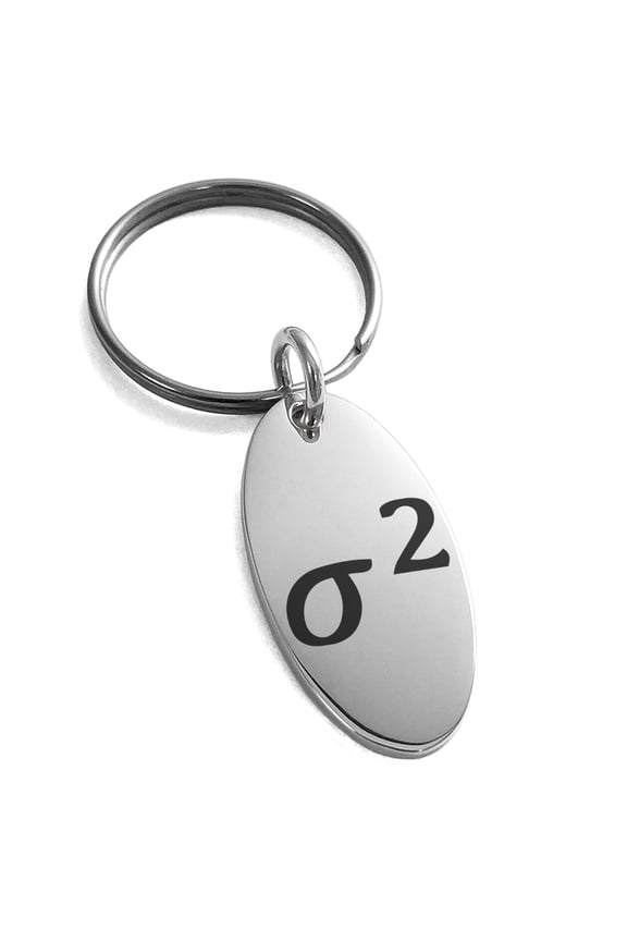 Stainless Steel Variance Mathematical Engraved Small Oval Charm Keychain Keyring