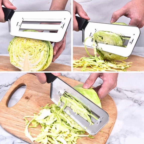 Stainless Steel Vegetable Cutter Blade, Multifunctional Peeler and Planer Knife with Non Slip Black Red Handle, Small Kitchen Tool for Slicing and Shredding