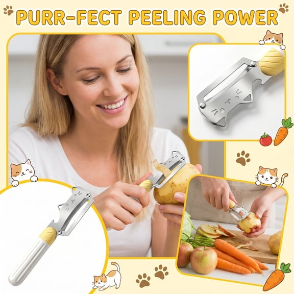 Stainless Steel Vegetable Peeler with Ergonomic Handle and Cat-Shaped Blade Kitchen Tool for Fruits and Vegetables Fun and Functional Fruit Knife with Thickened Fruit Peeler Fruit Peeler Knife