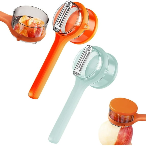Stainless Steel Vegetable Peeler with Storage Container, Mess-Free Fruit Peeler with Peel Catcher Box