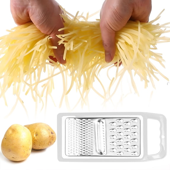 Stainless Steel Vegetable Shredder & Slicer | Multi-Functional Potato, Radish, Cucumber Grater Kitchen Tool • Ergonomic Handle • Durable 24x11cm Easy Clean