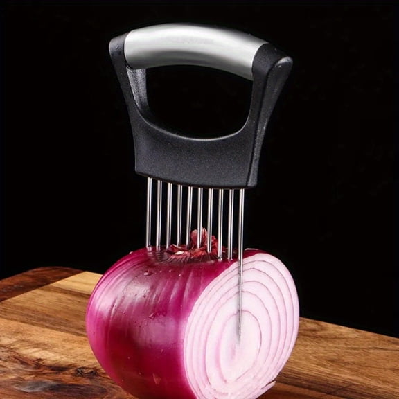 Stainless Steel Vegetable Slicer Holder Anti-Cut Hand Guard for Onion and Tomato