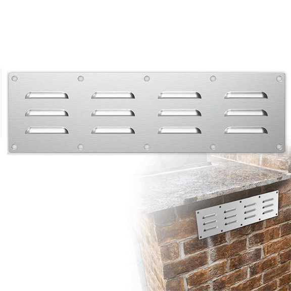 Stainless Steel Ventilation Plate, Fire Pit Exhaust Plate, Grill Vent Cover with 12 Vents, 4.5x15 Inch Rectangular Vent with Screen - Suitable for Outdoor Kitchen Ventilation, Fireplace Ventilation,