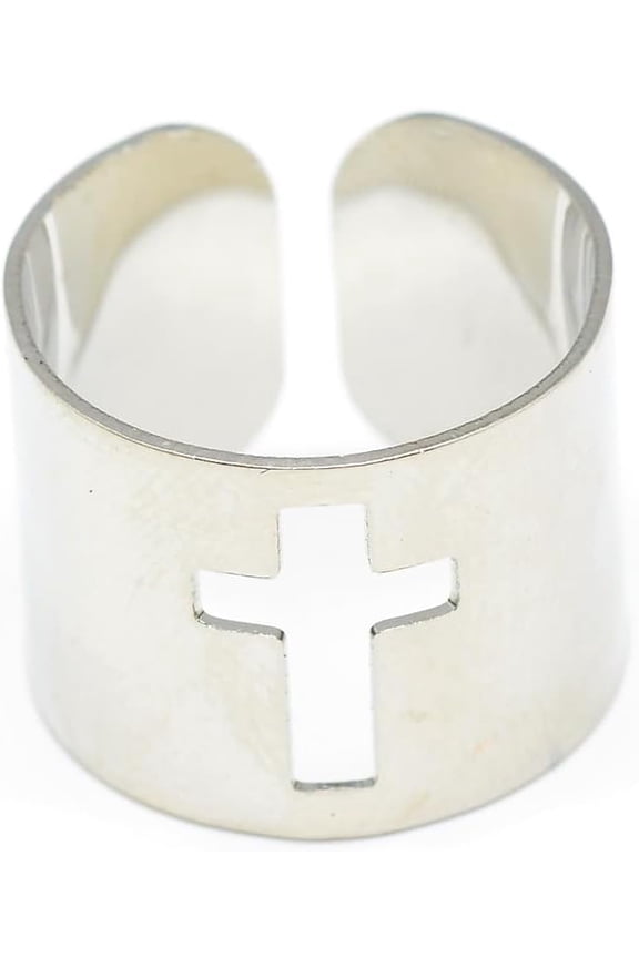 Stainless Steel Vernacular Cross Split Ring Classic Design 17mm Inside Diameter For womens Gift Ideal