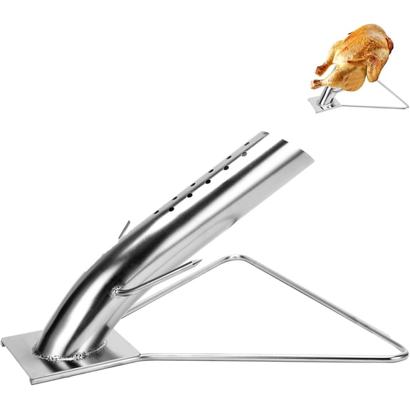 Stainless Steel Vertical BBQ Chicken Roaster Rack with Beer Can for Roasting and Grilling Poultry, Turkey Roasting Stand Chicken Holder Compatible with Weber/Big Green Egg