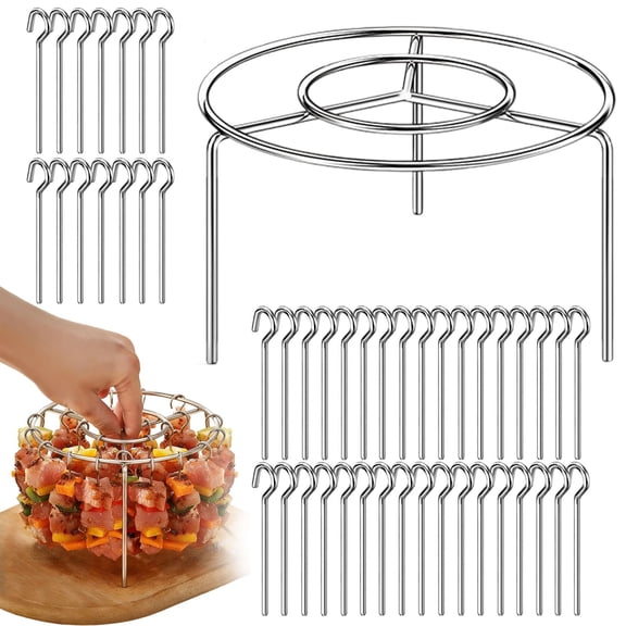 Stainless Steel Vertical BBQ Skewer Rack, Metal Brochette Grill Stand for Oven Air Fryer BBQ, Vertical Grill Holder for Meat Vegetables Family Cooking