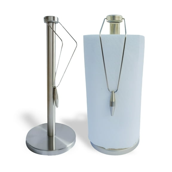 Stainless Steel Vertical Paper Roll Towel Holder Tissue Storage Rack For Kitchen, Silver