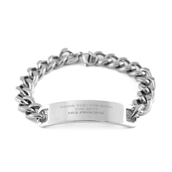 Stainless Steel Vice-principal Bracelet - Best Vice-principal Thank You Gift for Graduation, Holidays, and More - Cuban Chain Engraved with Appreciation and Confidence