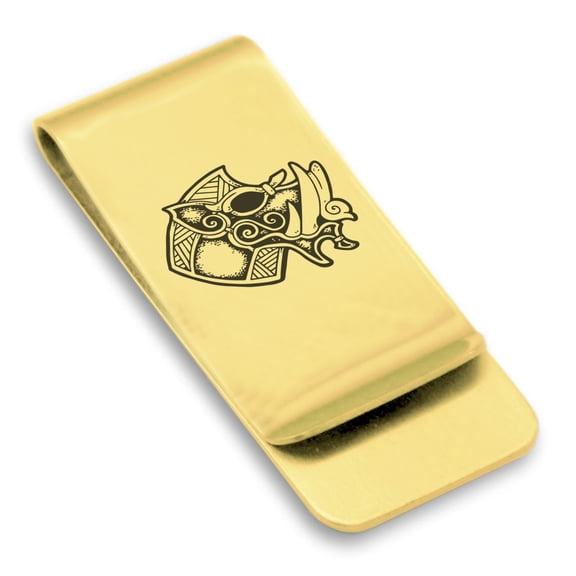 Stainless Steel Viking Battle Boar Classic Slim Money Clip Credit Card Holder