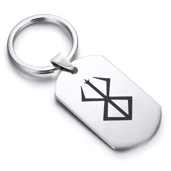 Stainless Steel Viking Berserkers Dog Tag Keychain Circle Ring