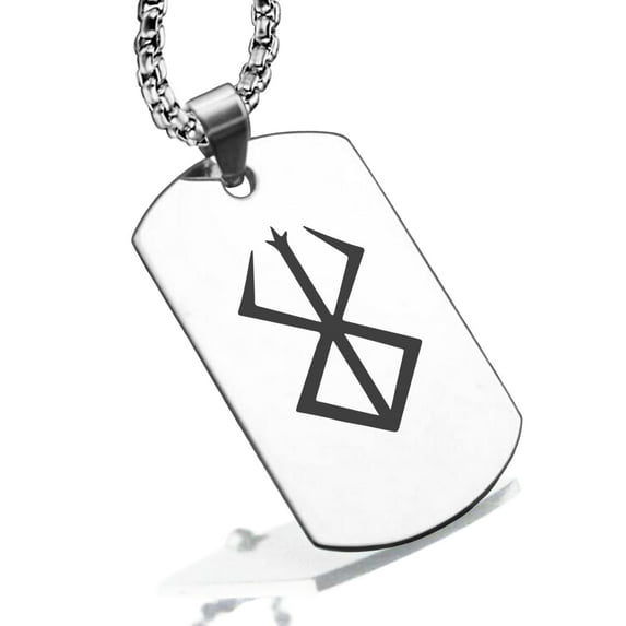 Stainless Steel Viking Berserkers Dog Tag Pendant Necklace