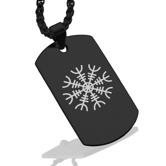 Stainless Steel Viking Helm of Awe Dog Tag Pendant Necklace