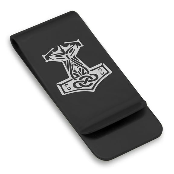 Stainless Steel Viking Mjolnir (Thor’s Hammer) Classic Slim Money Clip Credit Card Holder