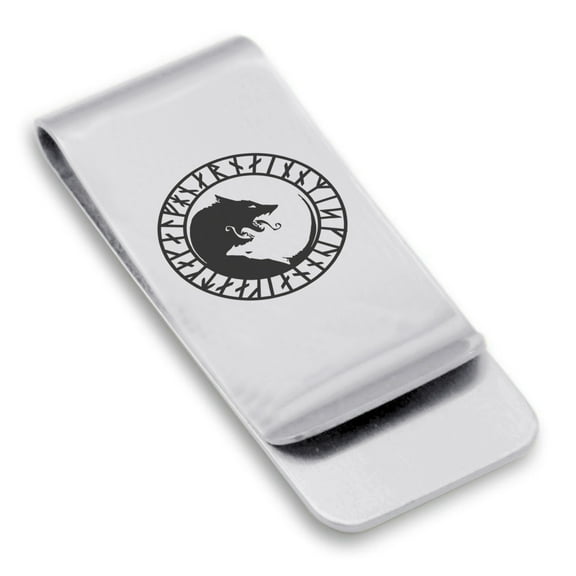 Stainless Steel Viking Ulfhednar Wolves Classic Slim Money Clip Credit Card Holder