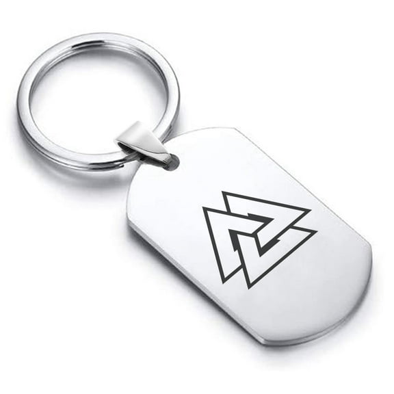 Stainless Steel Viking Valknut Dog Tag Keychain Circle Ring