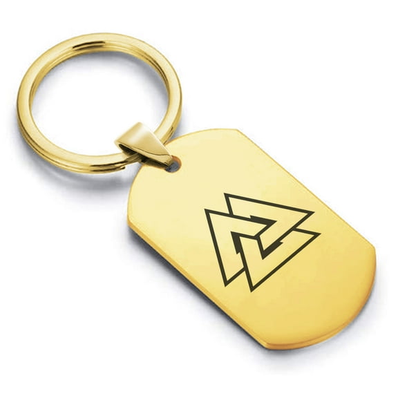Stainless Steel Viking Valknut Dog Tag Keychain Circle Ring