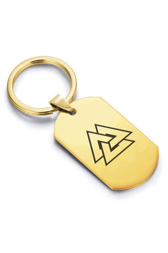 Stainless Steel Viking Valknut Dog Tag Keychain Circle Ring